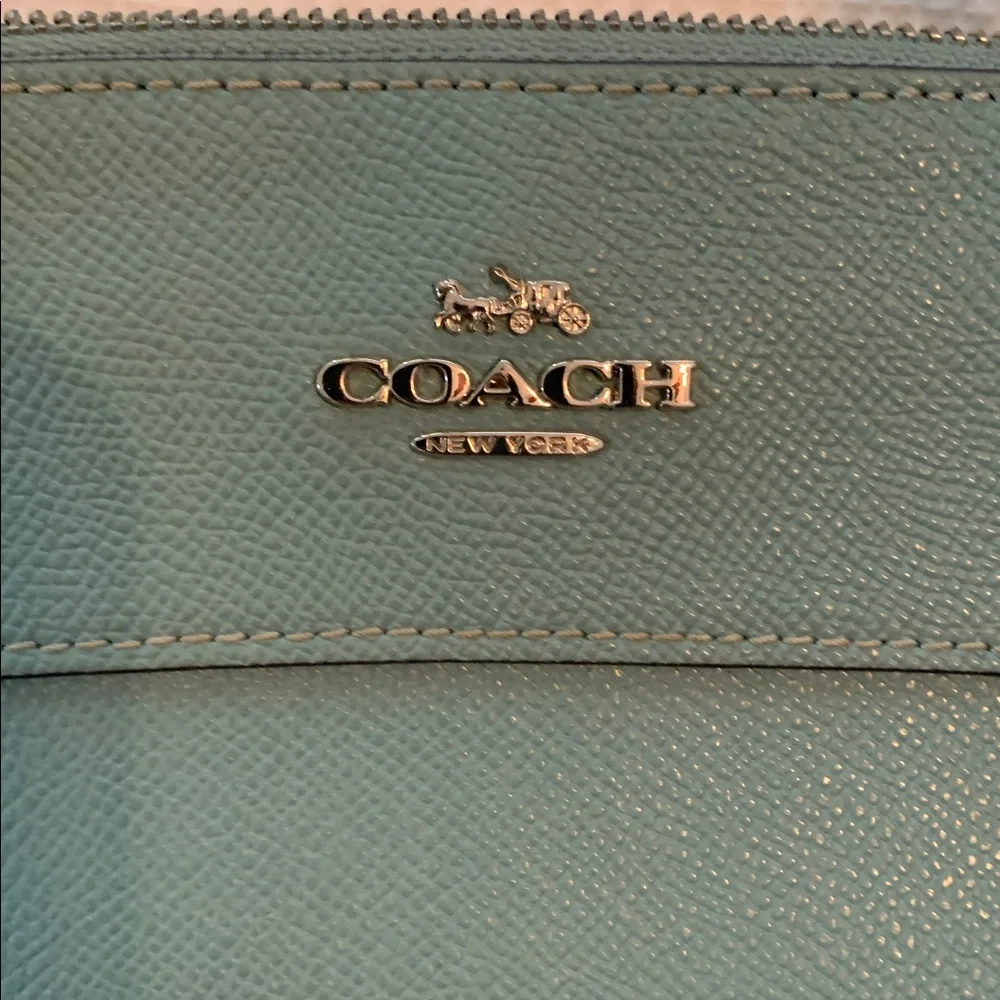 Coach Aqua Leather Shoulder Bag with long crossbody strap